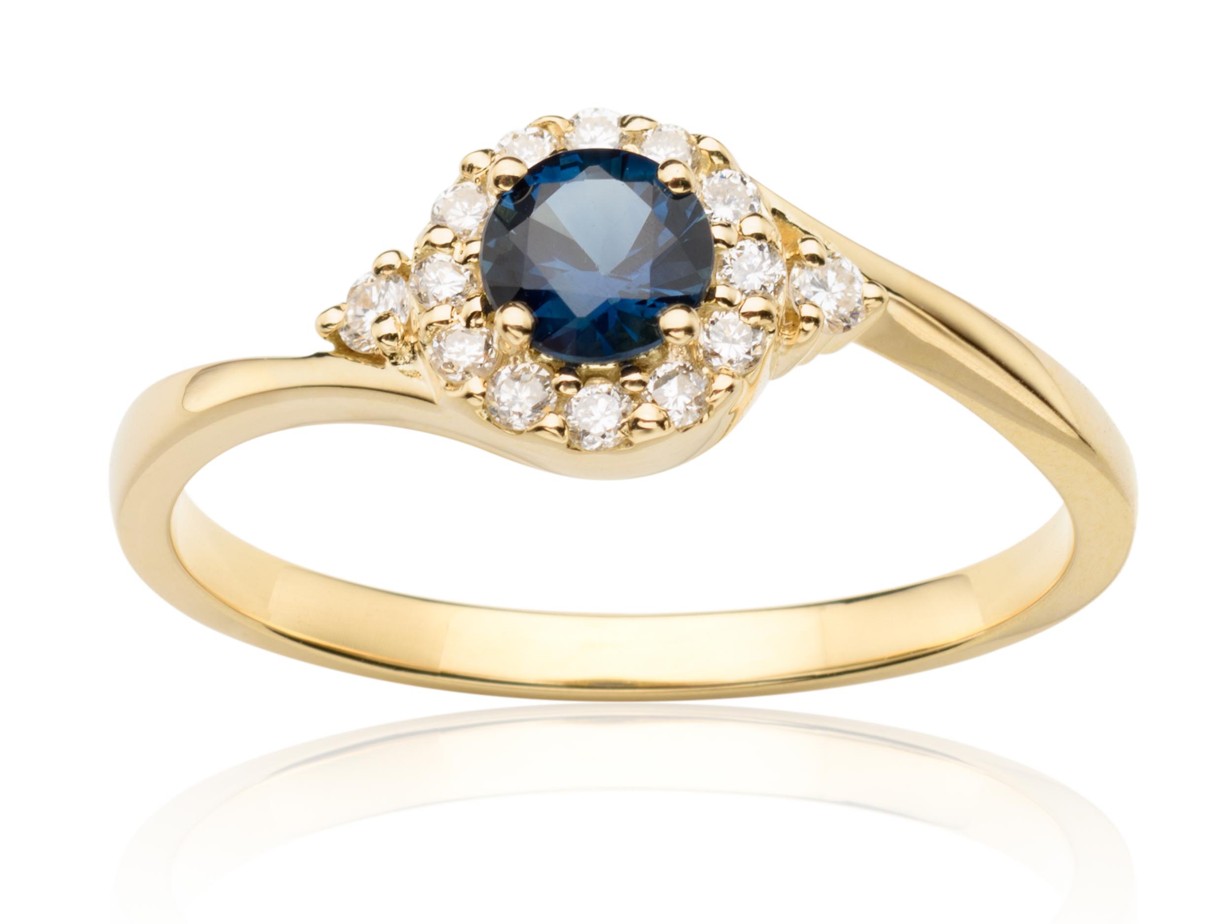 Pierścionek zaręczynowy z szafirem i diamentami Pierścionek zaręczynowy z szafirem i diamentami